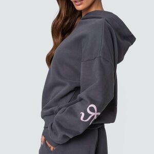 Edikted Gray Hoodie with Pink Bow Detail